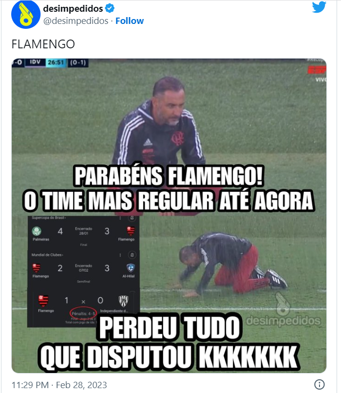 Derrota na Recopa é 3ª eliminação do Flamengo em um mês